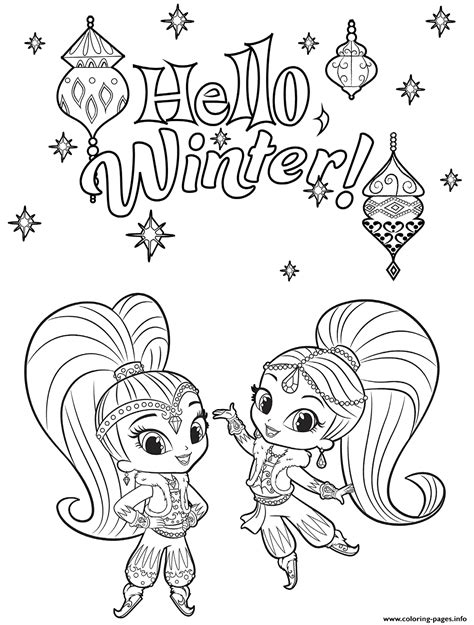 winter  shimmer  shine coloring page  printable