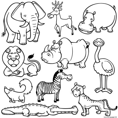 printable wild animals colouring printable coloring pages