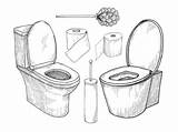 Toilet Drawing Vector Toiletries Isolated Bowl Sketch Other Flush Illustrations Background Stock sketch template