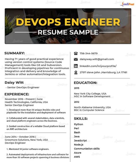 devops engineer resume guide examples   intellipaat