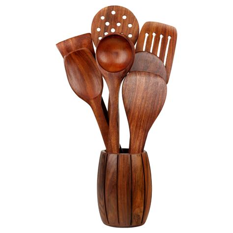 buy wood art store wooden spoon set  barrel shaped spoon holderstand set  spoons