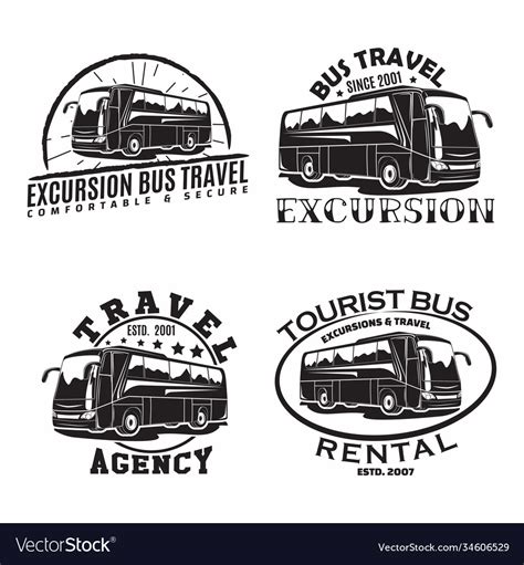 set bus travel company logo designs royalty  vector