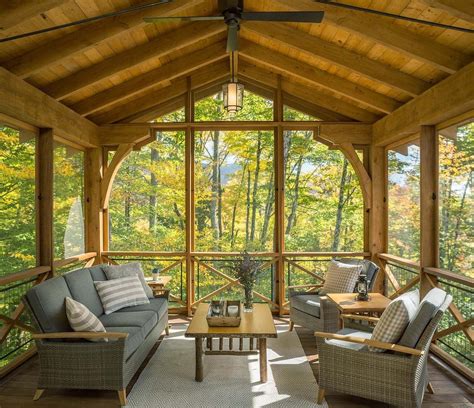 cozy mountain contemporary getaway  vermont deep   forest screened porch designs porch