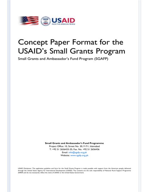 concept paper format  small grants program