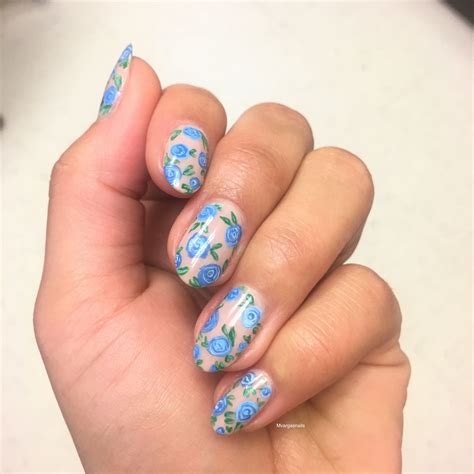 blue roses springnails nail art instagram spring nails  nails art