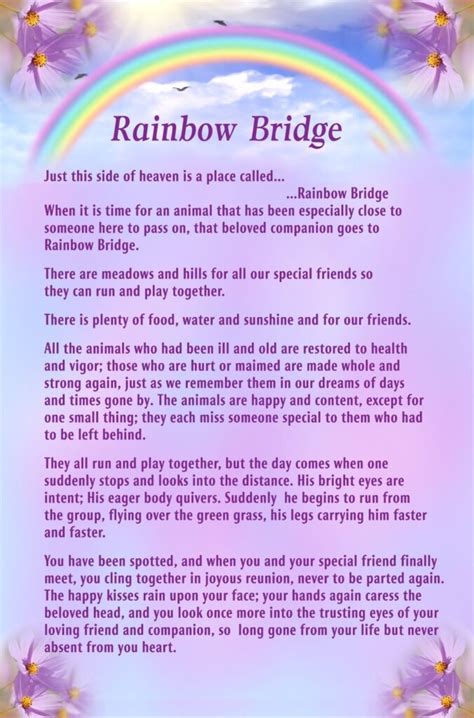 printable rainbow bridge poem  printable templates