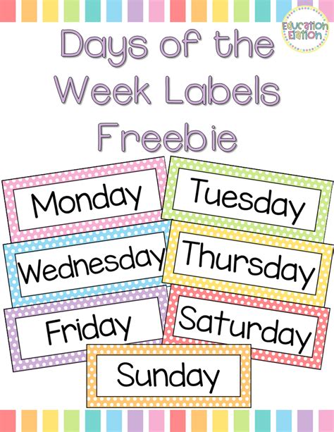 labels days   week printables  worksheet