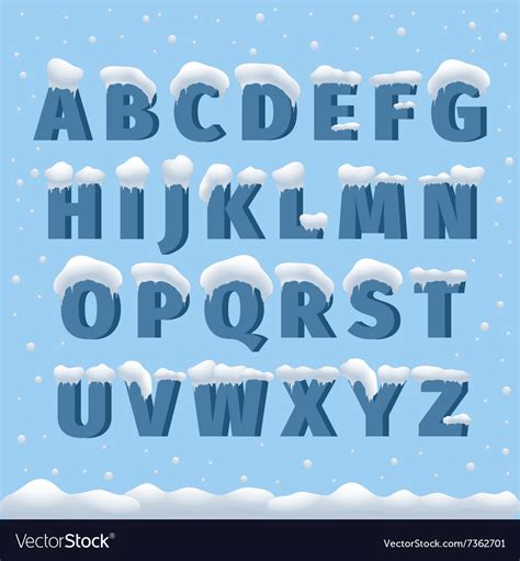 winter alphabet  snow royalty  vector image