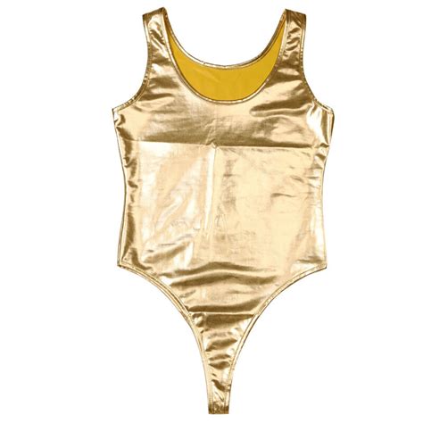 women s metallic one piece swimsuit bikini patent leather body overall