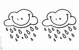 Coloring Raindrops Clouds Raindrop Smile Pages Kids Printable Color sketch template
