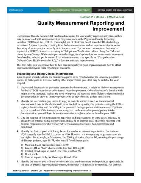 quality measurement reporting  improvement