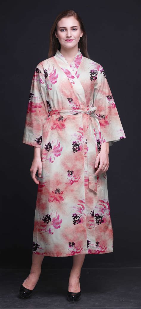 Bimba Womens Robes Long Soft Kimono Robe Cotton Bride Ready Robe Long