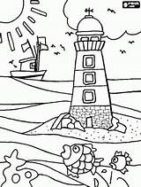 Zomer Vakantie Urlaub Kleurplaat Kleurplaten Vacances Mewarnai Musim Leuchtturm Sommerferien Lighthouse Panas Malvorlage Bergerak Dete Beach Basteln Ausmalbild Vacanze Zee sketch template