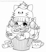 Coloring Chibi Pages Yampuff Cute Cupcake Girls Kawaii Coloriage Deviantart Lineart Girl Colouring Fille Book Manga Adult Food Drawings Chibis sketch template