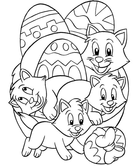 easter eggs  kittens printable picture topcoloringpagesnet