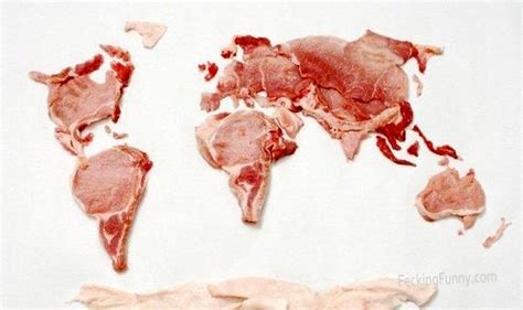 World Map Of Pork Funny Map Picture Pork Vegetarian