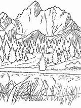 Coloring Scenery Adults Pages Mountain Kids sketch template
