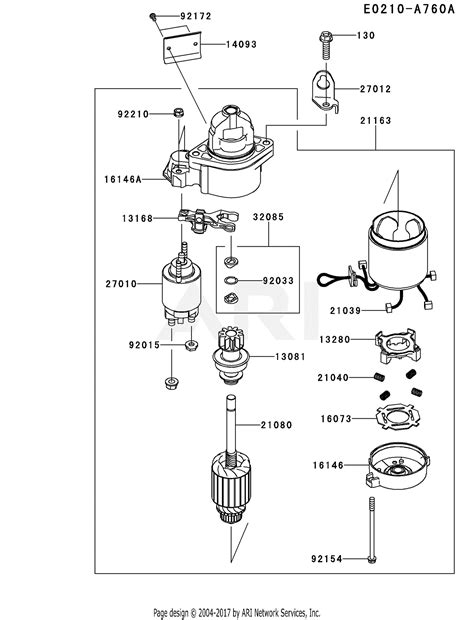 kawasaki fxv fs  stroke engine fxv parts diagram  starter