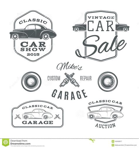 set of vintage classic car services labels stock vector illustration of medal label 49456817