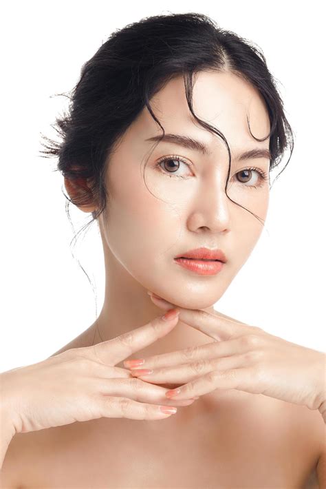 Asian Woman With A Beautiful Face And Perfect Clean Fresh Skin Cute