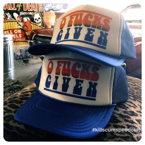 zero fucks given blue and white trucker hats panhead