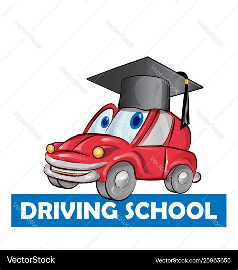 driving school car cartoon isolated  white vector image