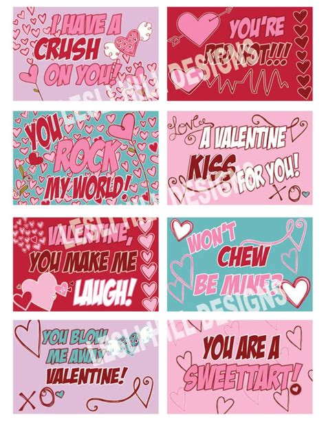 candy gram printable valentines labelstags  leslisdesigns