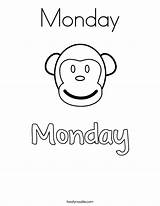 Monday Coloring Word Outline Practice Writing Today Twistynoodle Built California Usa Print Noodle sketch template