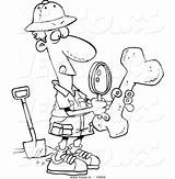 Archaeologist Archaeology Cartoon Coloring Drawing Pages Male Vector Bone Ron Leishman Color Inspecting Outlined Getcolorings Print Printable sketch template