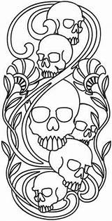 Skull Coloring Embroidery Skulls Nouveau Designs Leather Pages Patterns Urban Threads Awesome Unique Tooling Mort Tête Pattern Adulte Adult Carving sketch template
