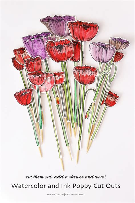 watercolor poppy cutouts    creative jewish mom