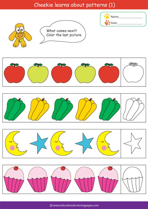 learn  patterns pattern worksheet preschool patterns preschool