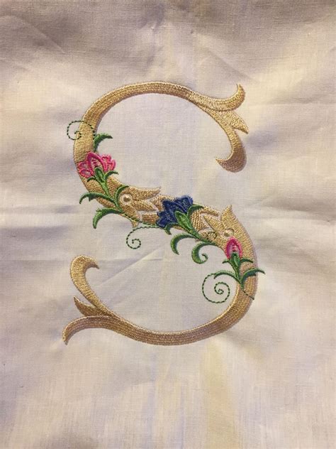 elegant single initial monogram embroidered   cotton etsy