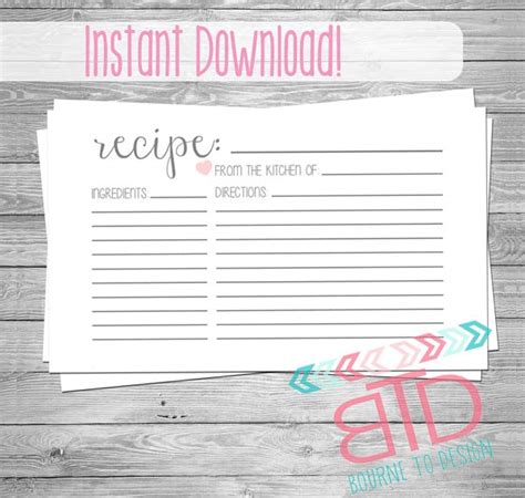 printable recipe card  psd vector eps png format