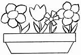 Flower Coloring Pages Pot Flowers Colouring Printable Drawing Kids Clipart Easy Mewarnai Line Color Clip Print Bunga Sheets Gambar Cliparts sketch template