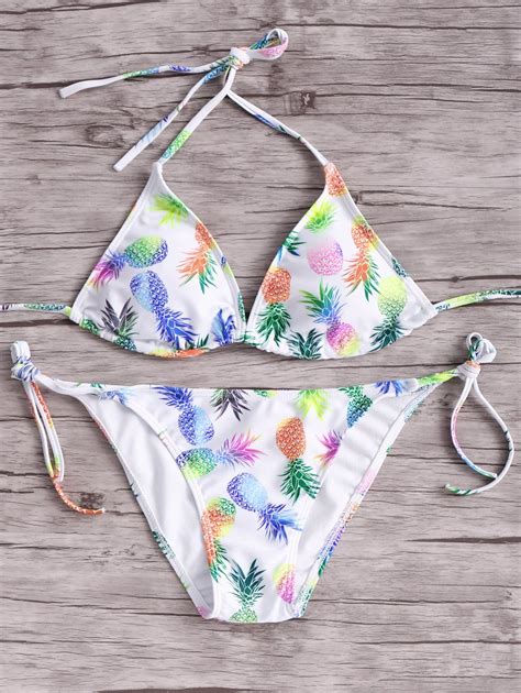 pineapple print halter bikini set halter bikini cruise outfits cruise