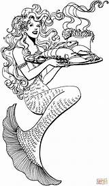 Meerjungfrau Ausmalbild Meerjungfrauen Ausdrucken Sirena Ausmalen Sirene Stampare Erwachsene Mermaids Malvorlage Bilder Fantasy Realistiche Ragazze Waitress Disegnare Kinderbilder Creatures Sirenetta sketch template