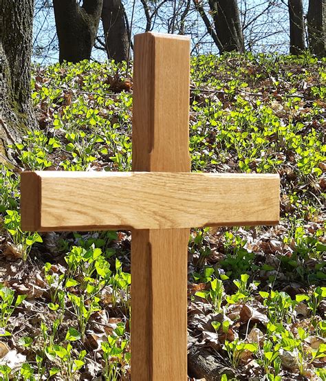 large  solid oak wood memorial cross wooden grave etsy