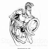 Spartan Shield Trojan Mascot Sprinting Atstockillustration sketch template