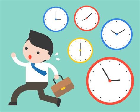 cute businessman running  rush hours  clocks time management