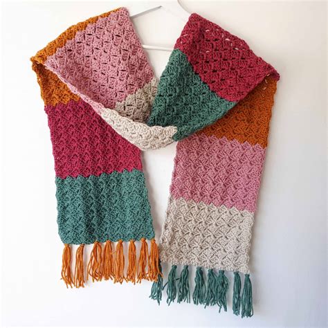 crochet color block scarf easy  pattern annie design crochet