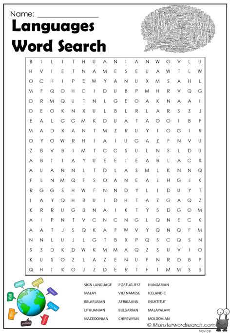 languages word search