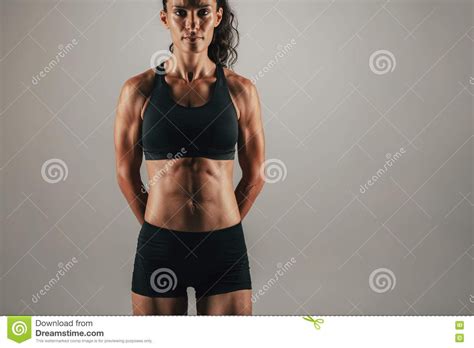 Muscular Woman With Arms Behind Back Stock Image Image Of Healthy