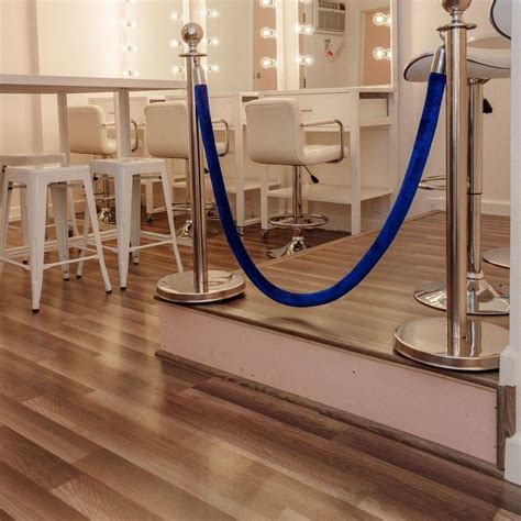 hair salon  blue rope  stools