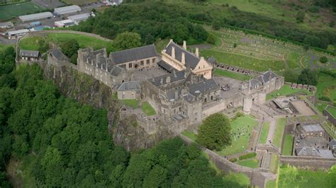 stock footage aerial video orbiting historic stirling castle