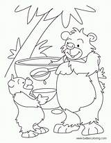 Coloring Pages Bear Build Food Time Printable Kids Adults sketch template