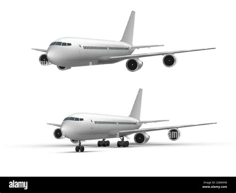 realistic flying  standing airplane jet aircraft  airliner