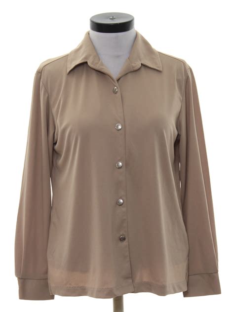 seventies haband shirt late   early  haband womens toast brown slinky polyester
