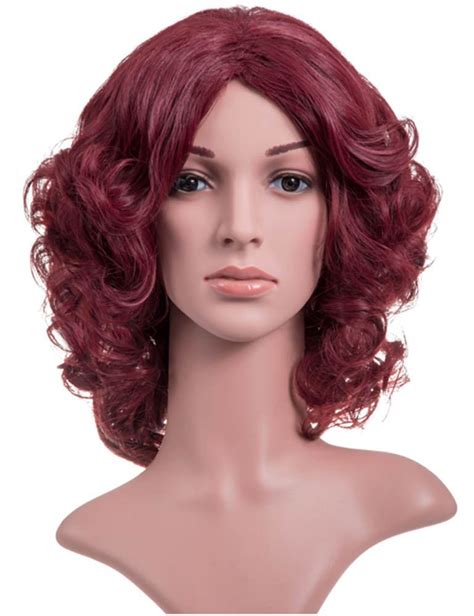 New Curly Medium Length Full Head Wig Party Synthetic Hair