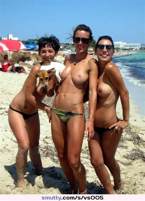 Group Topless Beach Outdoor Chooseone Left
